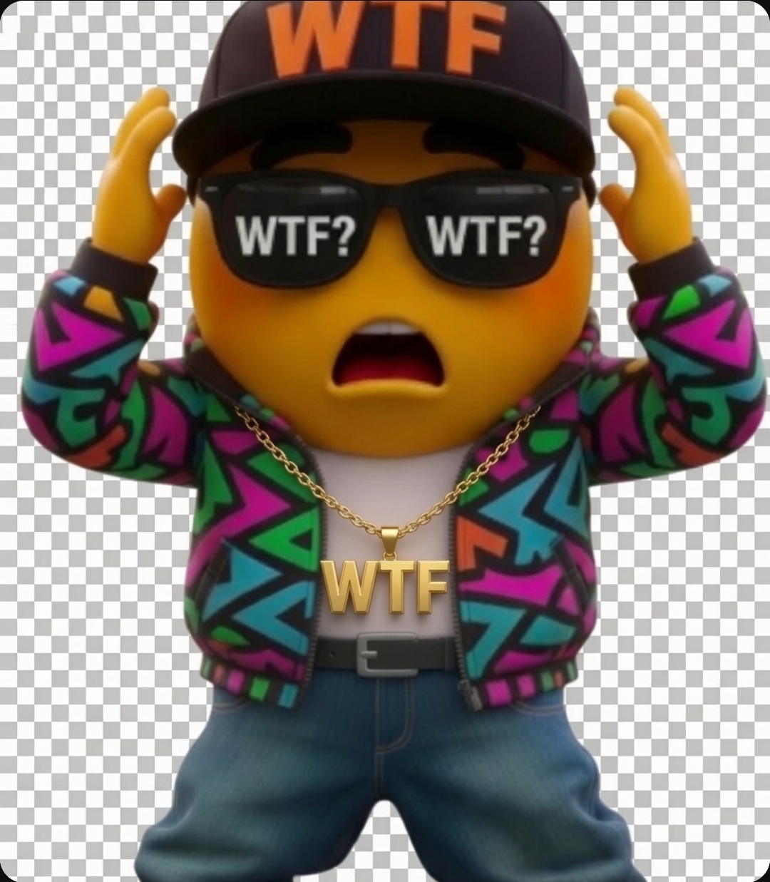 WTF mascot reacting