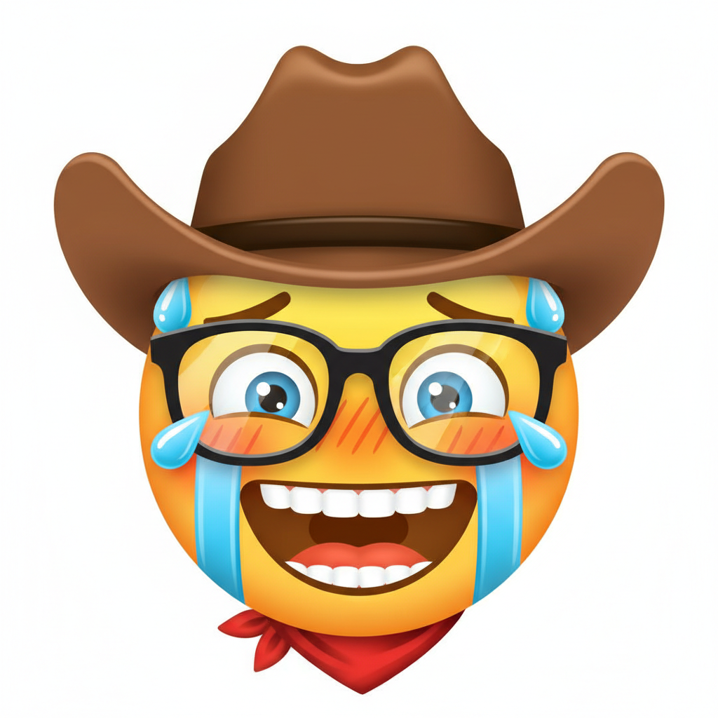 Cowboy crying emoji sticker artwork