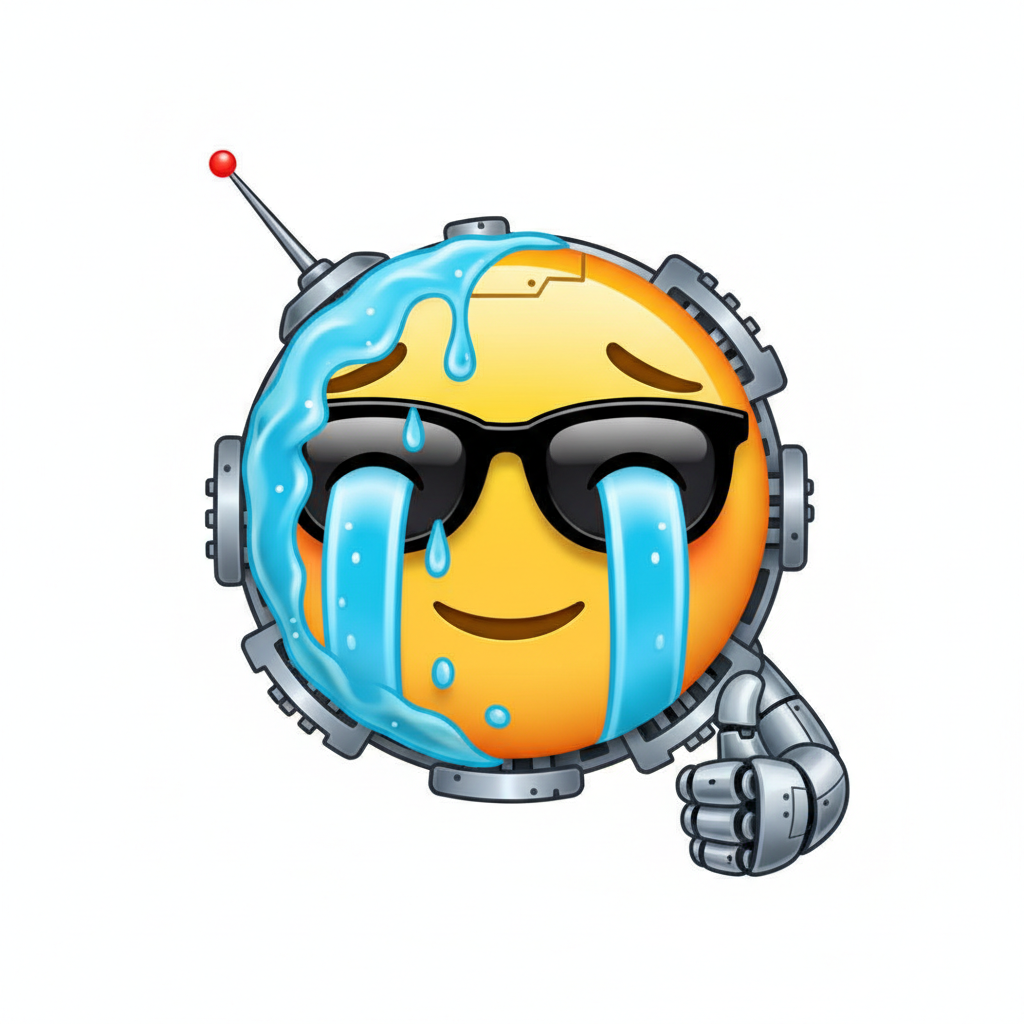 Robot crying emoji sticker artwork
